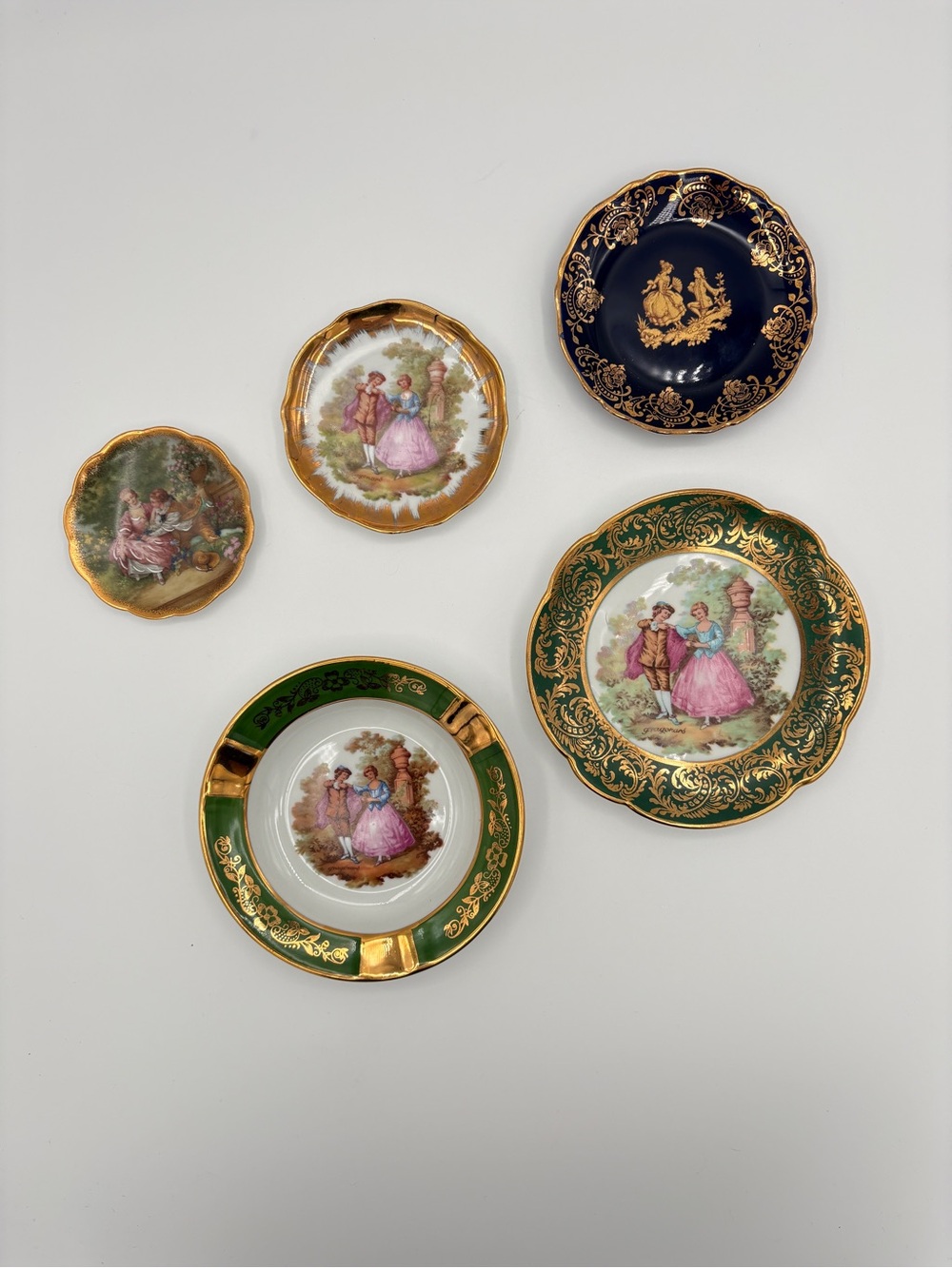 LIMOGES France Five Miniature Porcelain Plates Courting Couple